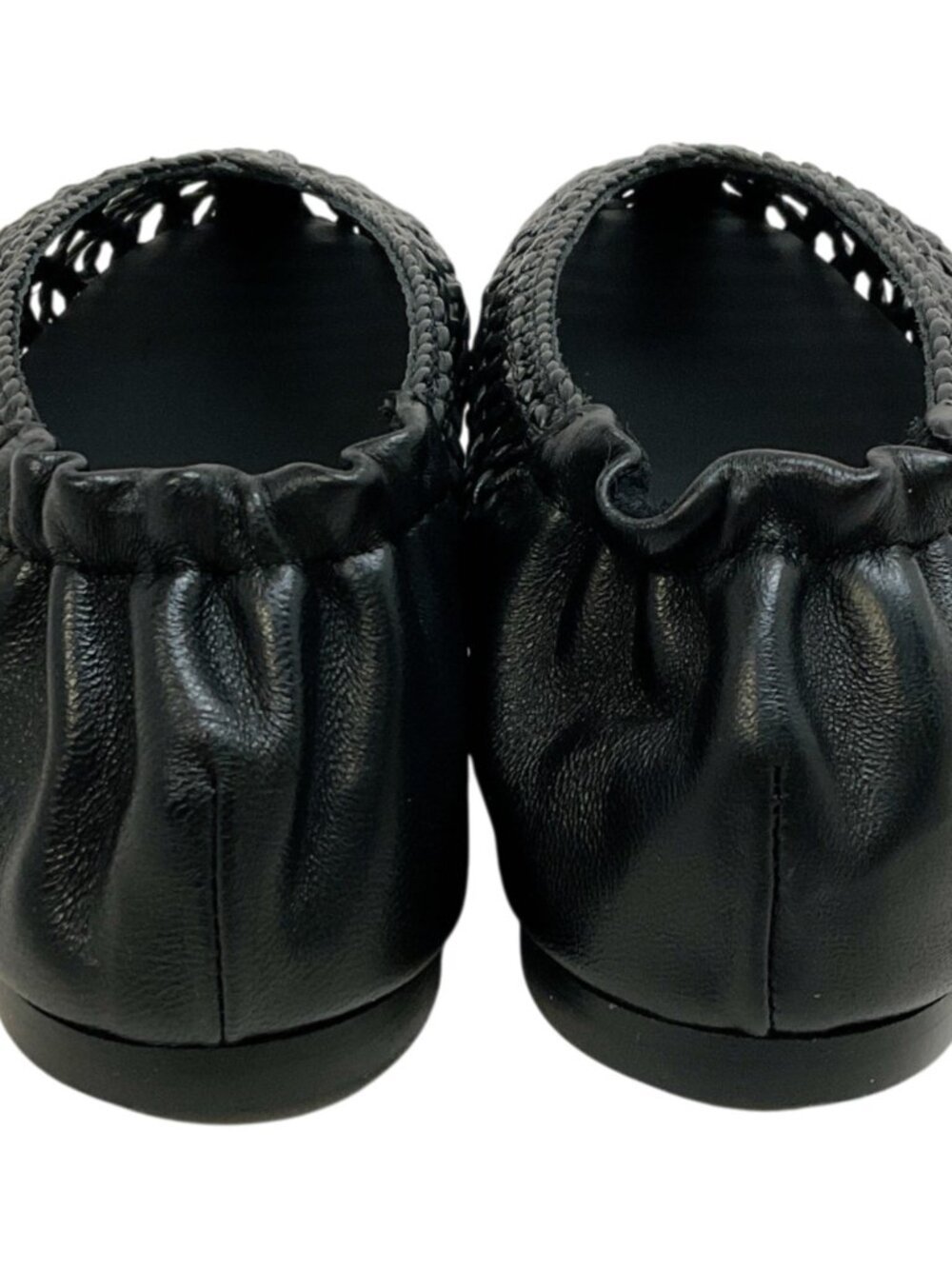 Freda Salvador Black Leather Riley Woven Round Toe Flats - Picture 5 of 11